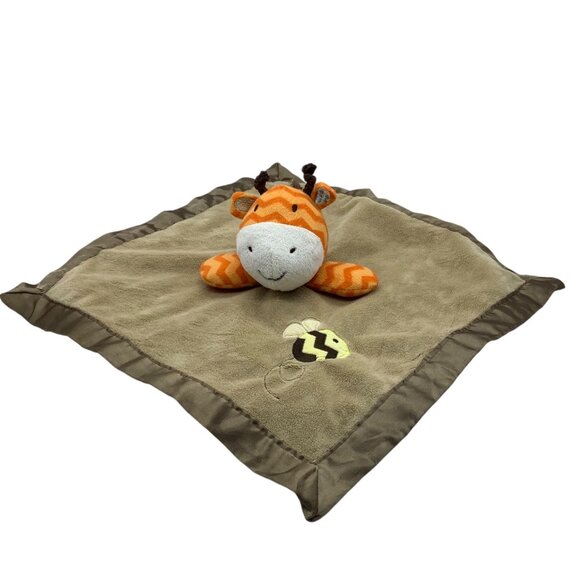 Circo Giraffe Plush Security Blanket Lovey  Bumblebee Embroidery 14" X 14" Satin - Picture 1 of 7